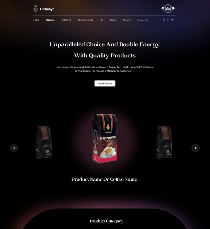 طراحی سایت فروشگاهی dallcoffee